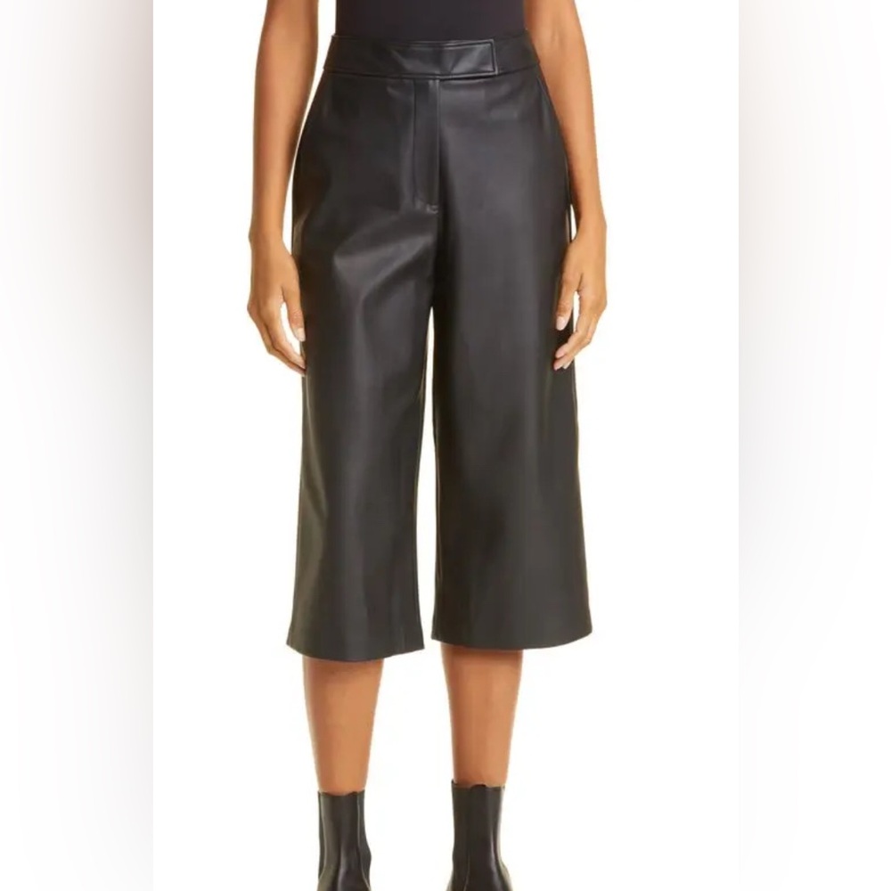 Ted Baker Black Pleather Wide Leg Pants